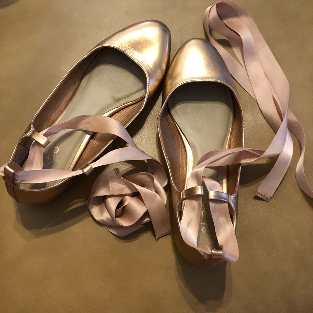 Rose gold ballet flats
